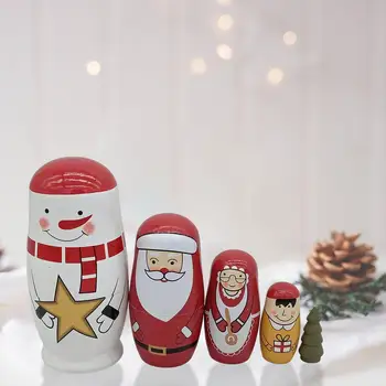 5x Puidust Pesitsevate vene Nukud Jõulud Puidust Käsitööd Lastele Uue Aasta Kingitus 2