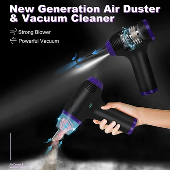 Air Duster & Vaakum-2-In-1 Klaviatuuri Puhastaja, 125W 78000 p / MIN Võimas Puhur, Arvuti, Diivan, Vaip Puhastamine 2