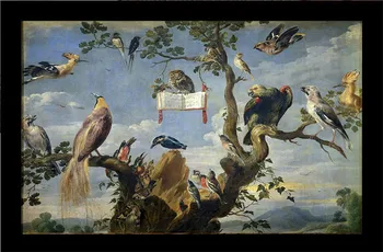 Custom seinamaaling retro puu raisakotkas kassikakk lind kohtumine õlimaal loominguline lill loomade televisiooni taustal home decor 2