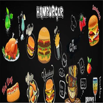 Custom Snack Bar Hamburger Kana Seina Paber 3D Müük Lääne-kiirtoidurestorani must Taust Seinast, Seinamaal Tapeet 3D 5